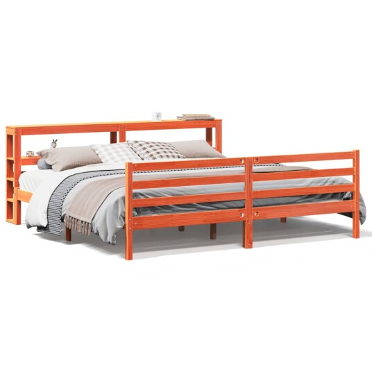  Sengeramme uten madrass voksbrun 200x200 cm heltre furu 3305848