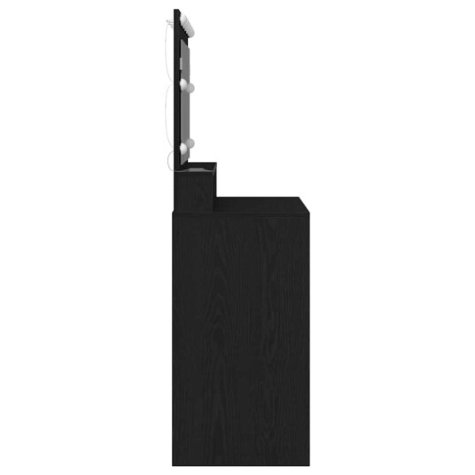 Sminkebord med LED lamper Svart Eik 100x41x135 cm
