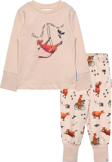 Geggamoja Mamma Mu Two Piece Pyjamas   Beige   122/128