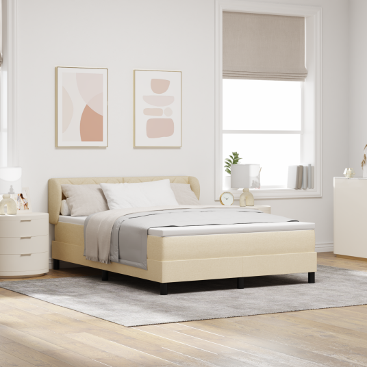 Box Spring Seng med Madrass i Krem 140x200 cm Stoff