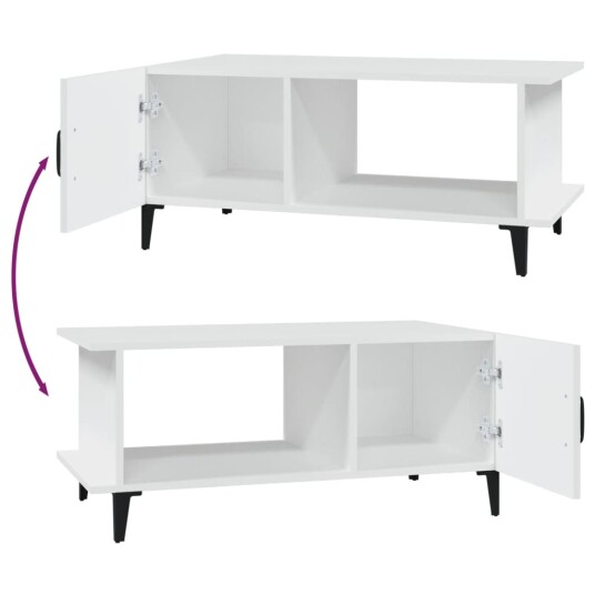 vidaXL Salongbord hvit 90x50x40 cm konstruert tre