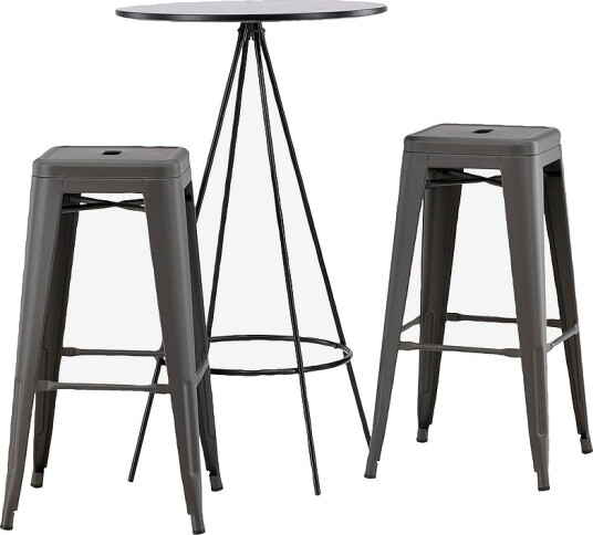 Venture Home Spisegruppe Bistro med 2 stk stoler Tempe Svart Venture Home Spisegruppe Bistro med 2 stk stoler Tempe Svart
