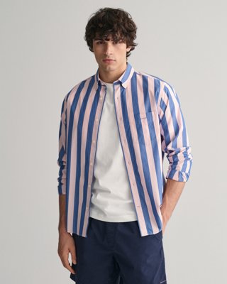 Poplinskjorte med parasollstriper og regular fit BLUSHING PINK XL