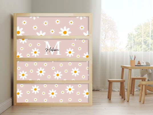 Selvklebende klistremerker for Ikea KURA seng / Personlig Daisy design