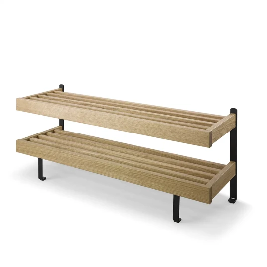 Oscarssons Möbel Nadja skohylle 100 cm røkt eik/mattsvart stål Oscarssons Möbel Nadja skohylle 100 cm røkt eik/mattsvart stål