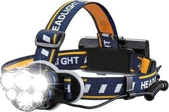 Supersterk hodelykt, Oppladbar LED-lommelykt LED- med 6 LED-er 12000 lm 8 Lysmoduser med USB-Kabel
