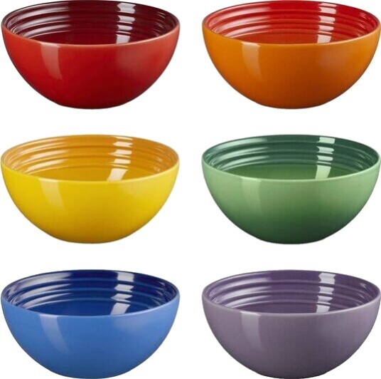 Le Creuset Rainbow skål 33 cl 12 cm 6 stk Le Creuset Rainbow skål 33 cl 12 cm 6 stk