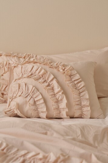 Ellos Home Putetrekk Juliette Curve Frill i vasket bomull Rosa