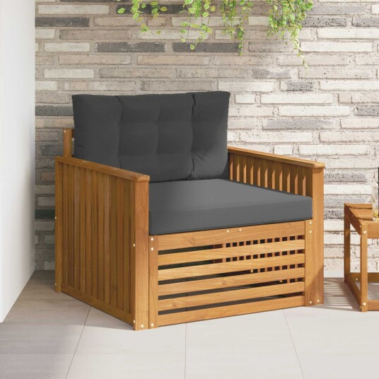 vidaXL Utesofa Solid akasietre og polyester Naturlig og Antrasitt