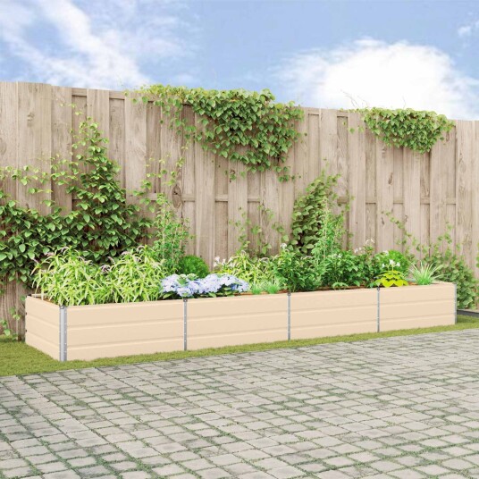 vidaXL Plantekassed Elfenben 385 x 100 x 45 cm Galvanisert Stål