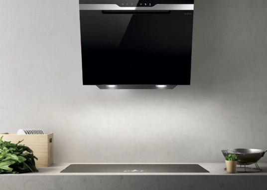 Eico Majestic 60 N Vegghengt ventilator 600 mm, Rustfritt stål/Sort glass