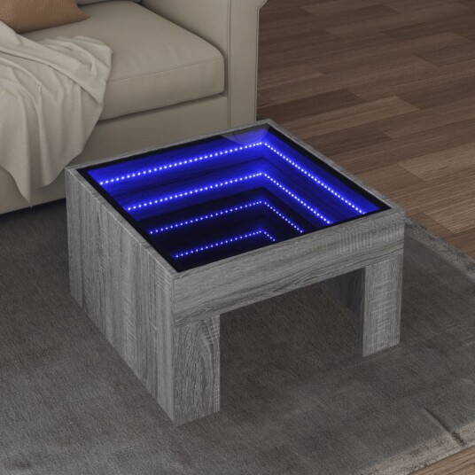Salongbord med Infinity LED grå sonoma 50x50x30 cm 847607