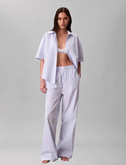 Calvin Klein Relaxed Poplin Ss Shirt Blue XL