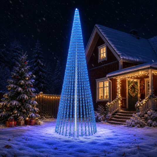 vidaXL LED juletre 470 cm 1504 LED-lys Blå Stål Grønn