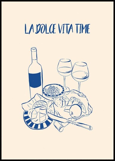 La Dolce Vita Time Print Wine and Cheese Platter Plakat Plakat / 100x150cm