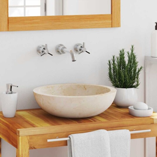 vidaXL Vask 40x12 cm marmor krem