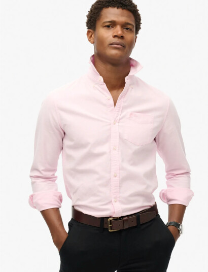 Superdry Cotton L/S Oxford Shirt   Pink   XXL