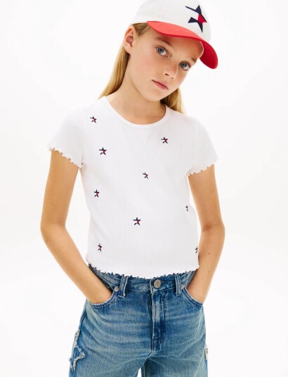 Tommy Hilfiger Rib Star Top White 176 Tommy Hilfiger Rib Star Top White 176