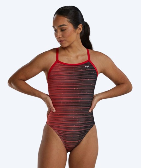 TYR badedrakt til damer - Durafast Elite Speedwarp - Rød/svart