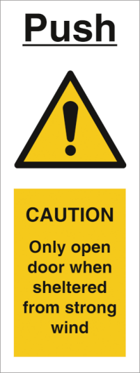 Push- Only open door when sheltered from strong wind - Plast - 200 x 75 mm