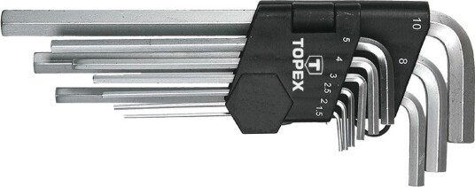 Topex Unbrakonøkkelsett 35D956 Lang 1,5-10 mm, CrV Stål 9 Deler Topex Unbrakonøkkelsett 35D956 Lang 1,5-10 mm, CrV Stål 9 Deler