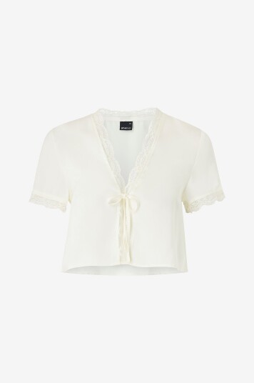 Gina Tricot Topp Tie Lace Top Hvit