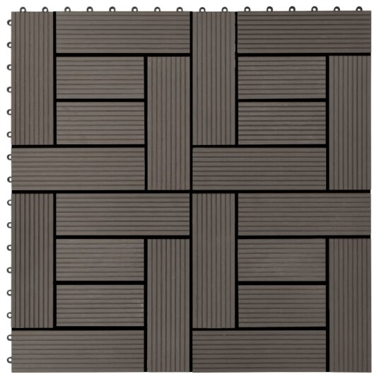 Terrassebord 11 stk WPC 30x30 cm 1 kvm mørkebrun