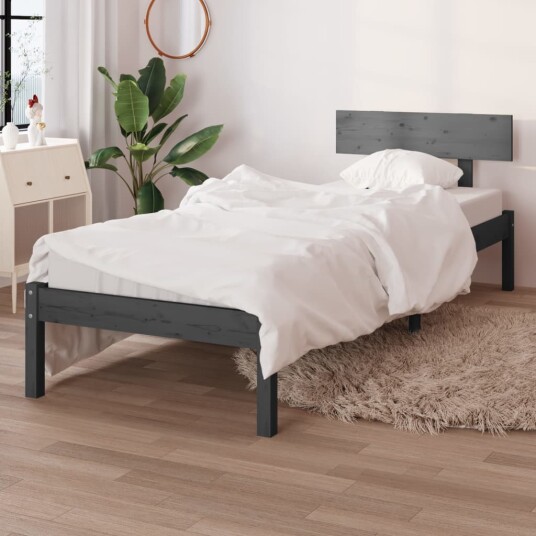 vidaXL Sengeramme grå heltre furu 90x190 cm UK Single vidaXL Sengeramme grå heltre furu 90x190 cm UK Single