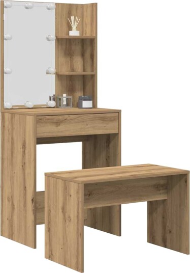 Sminkebordsett med LED artisan eik konstruert tre 8721158760821