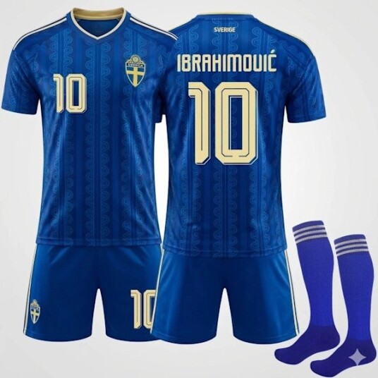 Sverige VM 2026 Fotballtrøye Ibrahimović#10 Hjemmetrøye Barn & Voksen Sverige landslag fotballtrøye supporter kamptrøye VM 2026 Sverige trøye