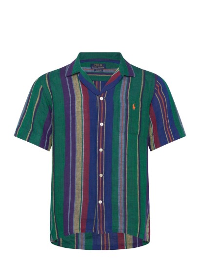 Polo Ralph Lauren Classic Fit Striped Linen Camp Shirt Green S