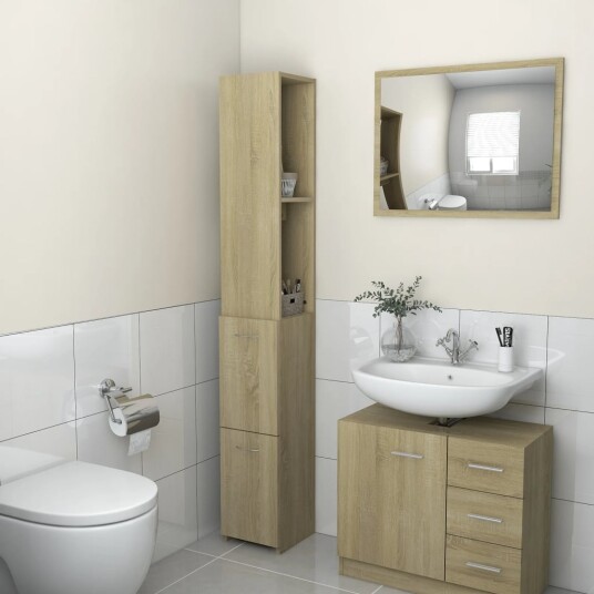 vidaXL Baderomsskap sonoma eik 25x25x170 cm sponplate