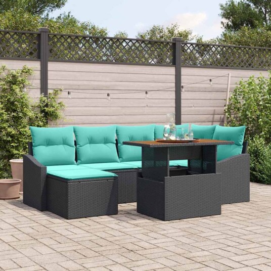 vidaXL Hagesofa Set 7 stk. Svart og teal