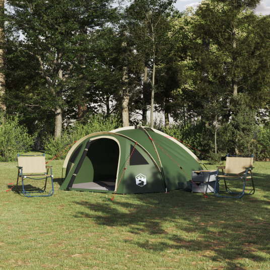 Camping Telt med tak grønn 308 x 268 x 130 cm Polyester Camping Telt med tak grønn 308 x 268 x 130 cm Polyester