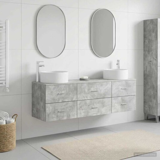 vidaXL Baderomsinnredningssett 3 stk. Betonggrå 49,5 x 44,5 x 65,5 cm vidaXL Baderomsinnredningssett 3 stk. Betonggrå 49,5 x 44,5 x 65,5 cm
