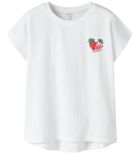 Name It T-skjorte - NkfVarutti - Bright White/Strawberry - Name It - 9-10 år (134-140) - T-skjorte - Hvit