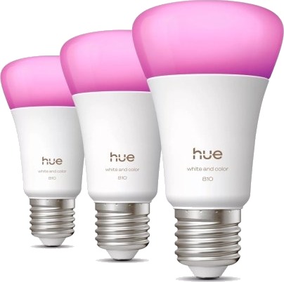 Philips Hue Smart Led A60 Bulb White And Color Ambiance E27 Base 6W Full Spectrum Light 1000K 20000K 810 Lumens Dimmable Works With Alexa Google Assistant And Apple Home 3 Pack
