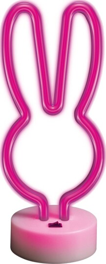 Forever Light Neon LED Lampe med stativ   Kanin Batteri/USB Rosa