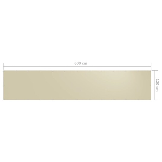 vidaXL Balkongskjerm kremhvit 120x600 cm oxfordstoff