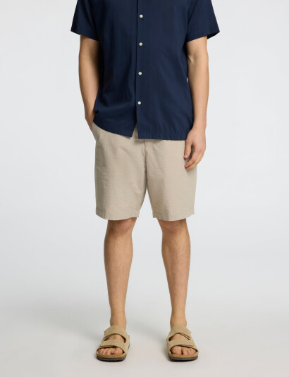 Selected Slhregular-Karl Seersucker Shorts - Beige - S