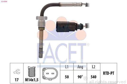 FACET 22.0288 Sensor, eksostemperatur FACET 22.0288 Sensor, eksostemperatur