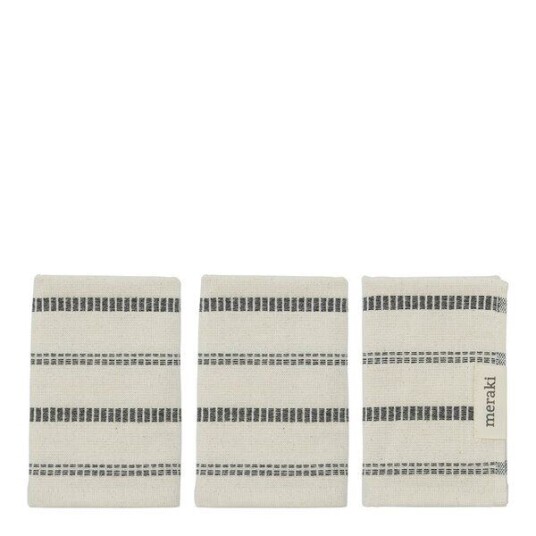 Meraki - Vaskeklut 30x30 cm 3 stk offwhite/svart