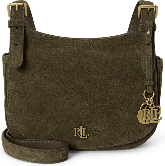 Lauren Ralph Lauren Suede Medium Marcy Crossbody Bag Green ONE SIZE