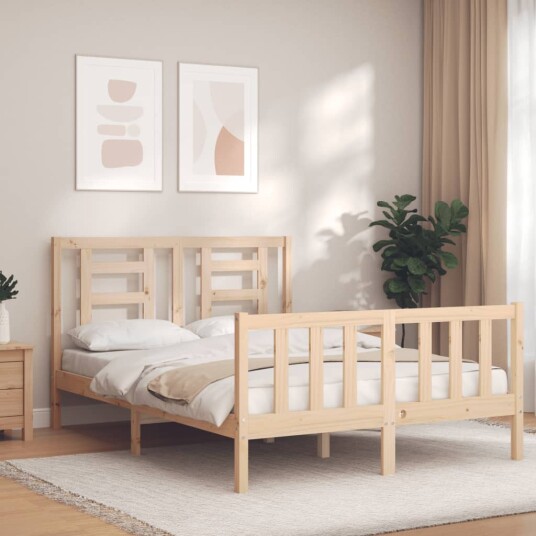 vidaXL Sengeramme med hodegavl 140x200 cm heltre
