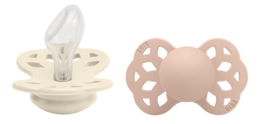 BIBS Pacifier Infinity Anatomical Silicone Ivory/Blush Size 2 2pc
