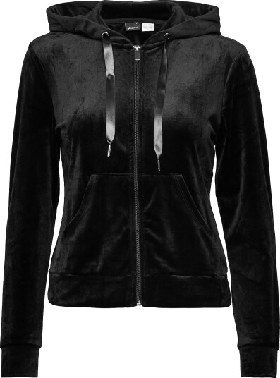 Gina Tricot Cecilia Velour Hoodie - Black - XS