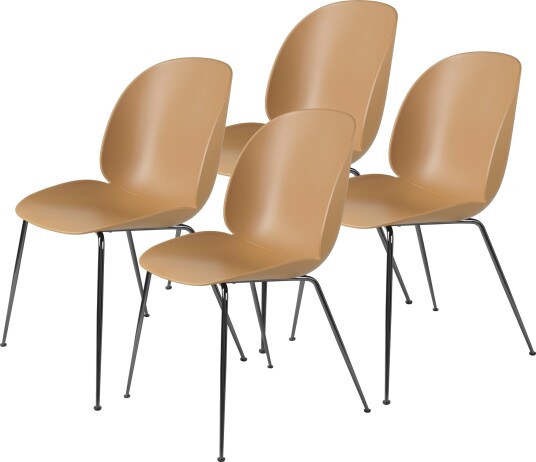 Gubi Beetle Spisestol Konisk Base/ Sort Krom/ Amber 4 Brun .