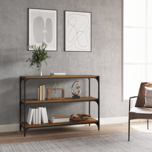vidaXL Bokhylle r?kt eik 100x33x70,5 cm konstruert tre og st?l vidaXL Bokhylle r?kt eik 100x33x70,5 cm konstruert tre og st?l