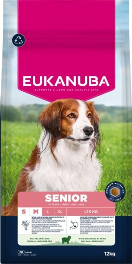 Eukanuba Tørrfôr Senior Premium Nutrition Small & Medium Breed & Ris Sparepakke Lam 2 X 12 kg Eukanuba Tørrfôr Senior Premium Nutrition Small & Medium Breed & Ris Sparepakke Lam 2 X 12 kg
