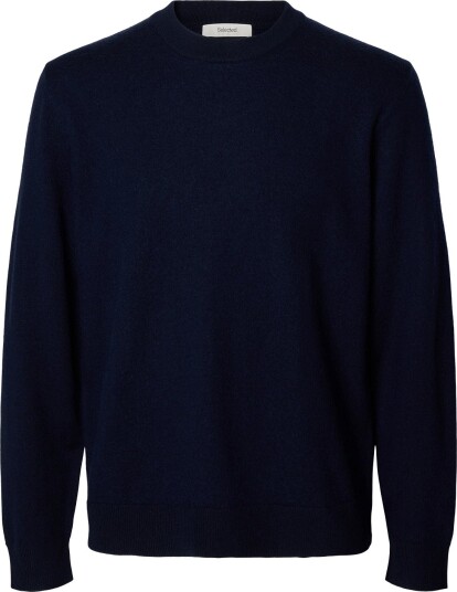 Selected Slmtray Merino Brushed Crew Noos   Navy   M
